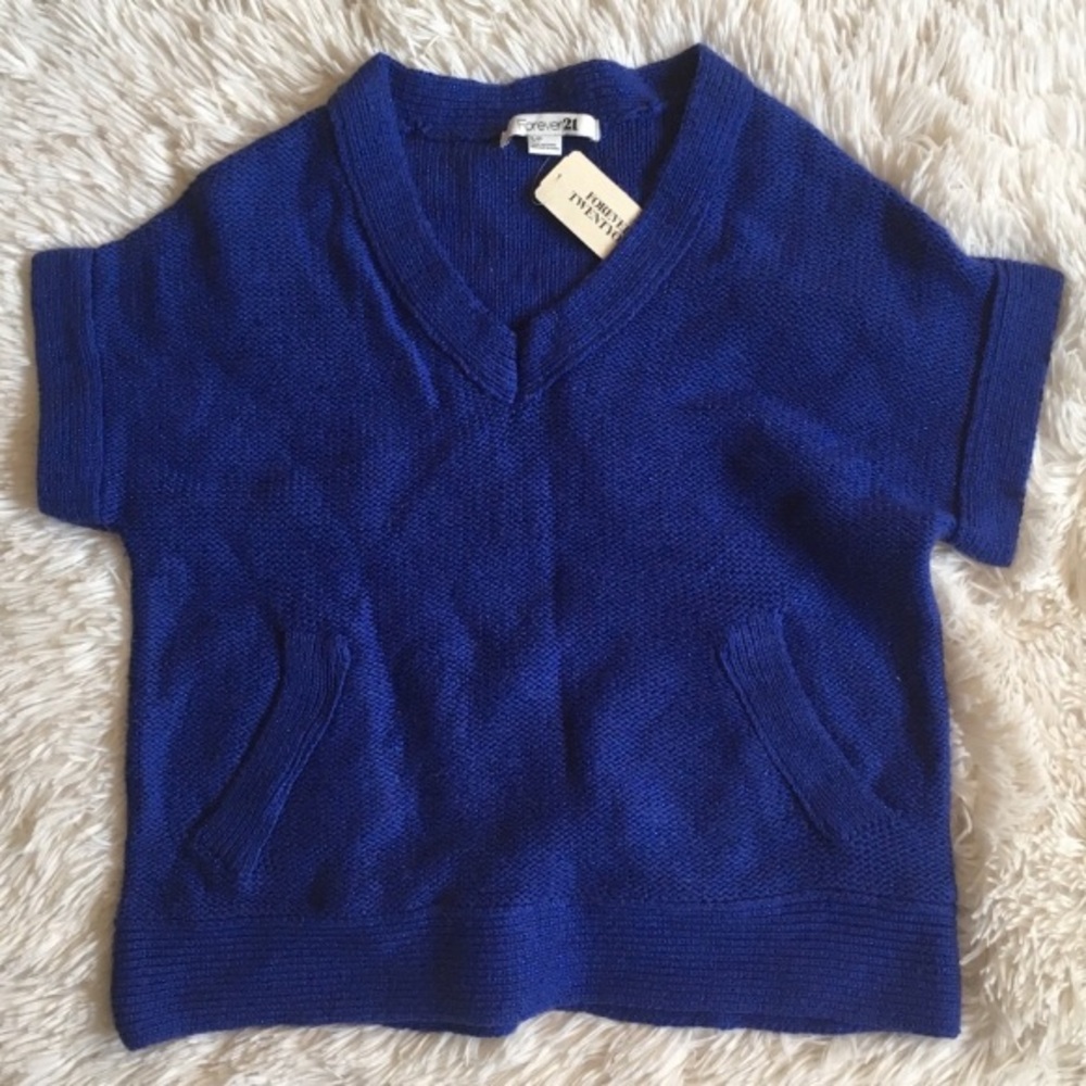 Forever 21 Blue Short Sleeve Sweater Size Small - Picture 4 of 4